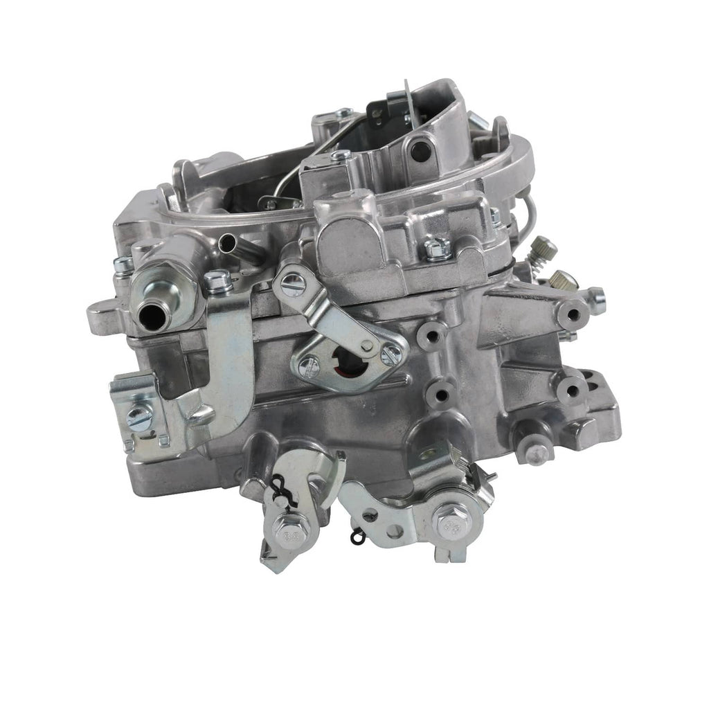 4-barrel square-bore carburetor with manual choke, close side view of throttle area