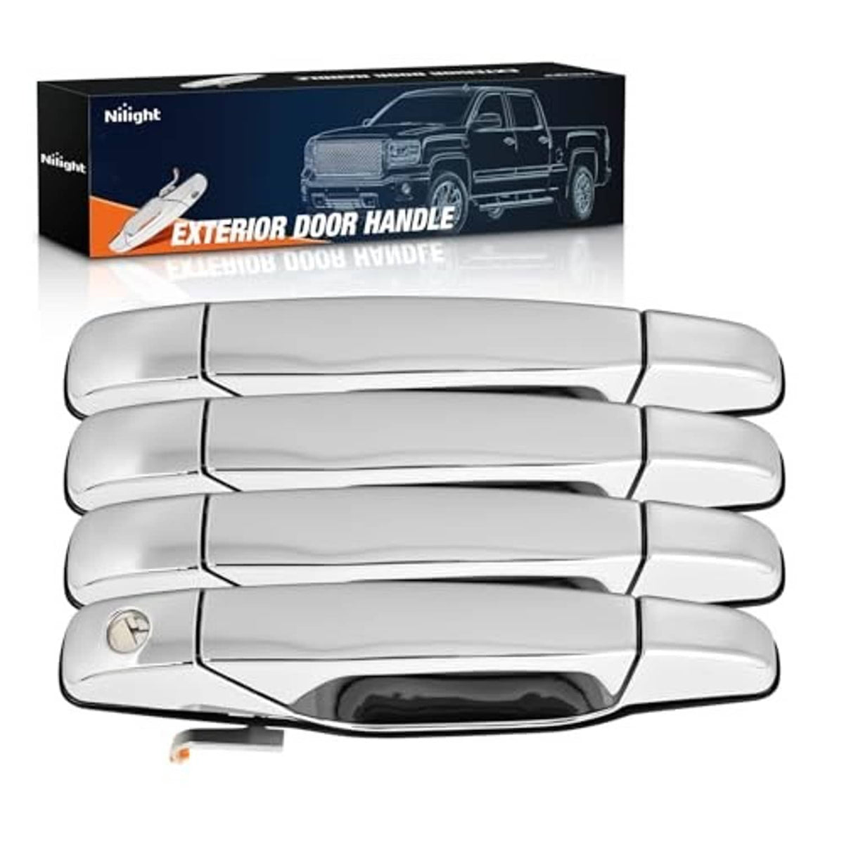 Polished chrome exterior door handles, front and rear set with keyhole cutout