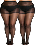 Plus size sheer tights, dark brown high-waist pantyhose with reinforced toes