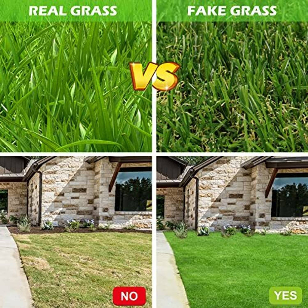 Artificial grass turf mat comparison swatches, two shades of green grass texture