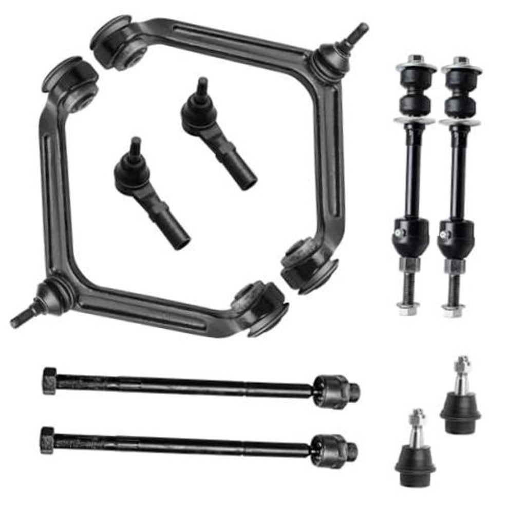 Front upper control arm suspension kit with ball joints and bushings, black components