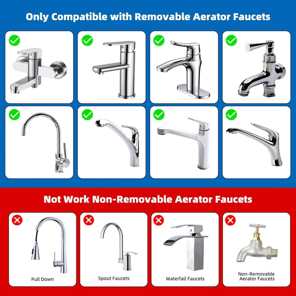 Chrome aerator adapter set for removable faucet aerators, with mesh screens and sealing rings