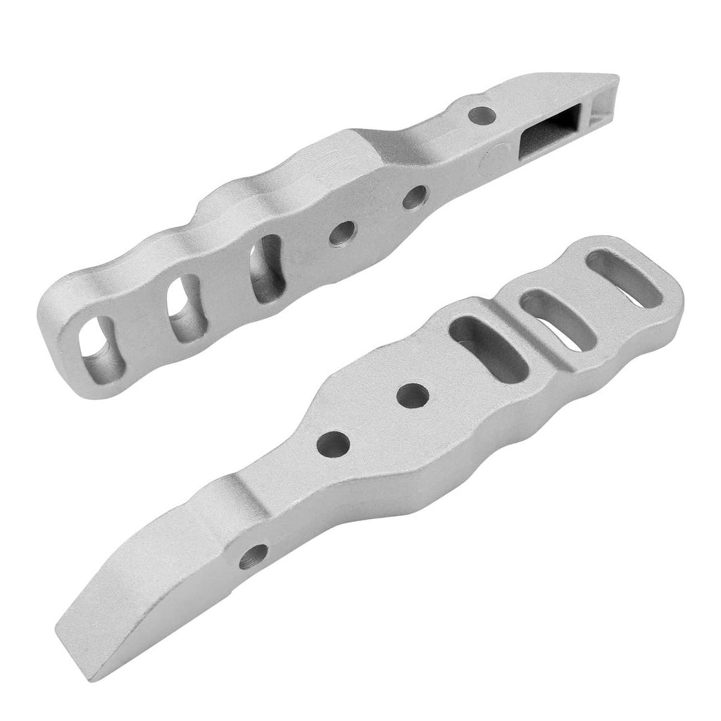 Drive control handle mount brackets, silver metal, angled arms with slots and mounting holes