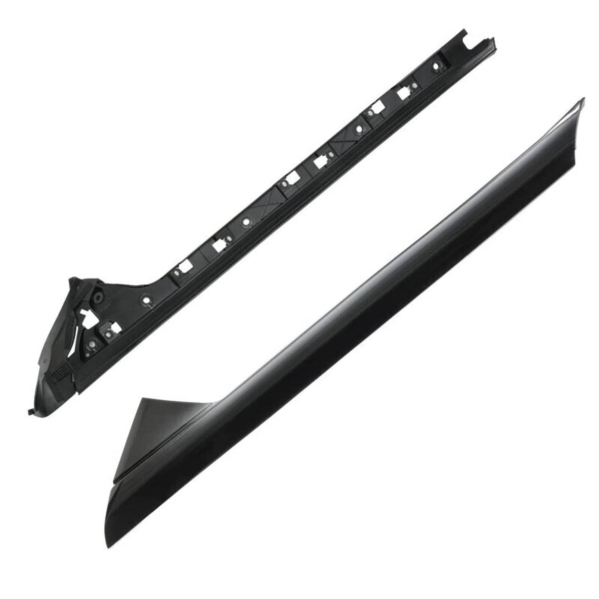 A-pillar molding trim, black plastic with mounting clips