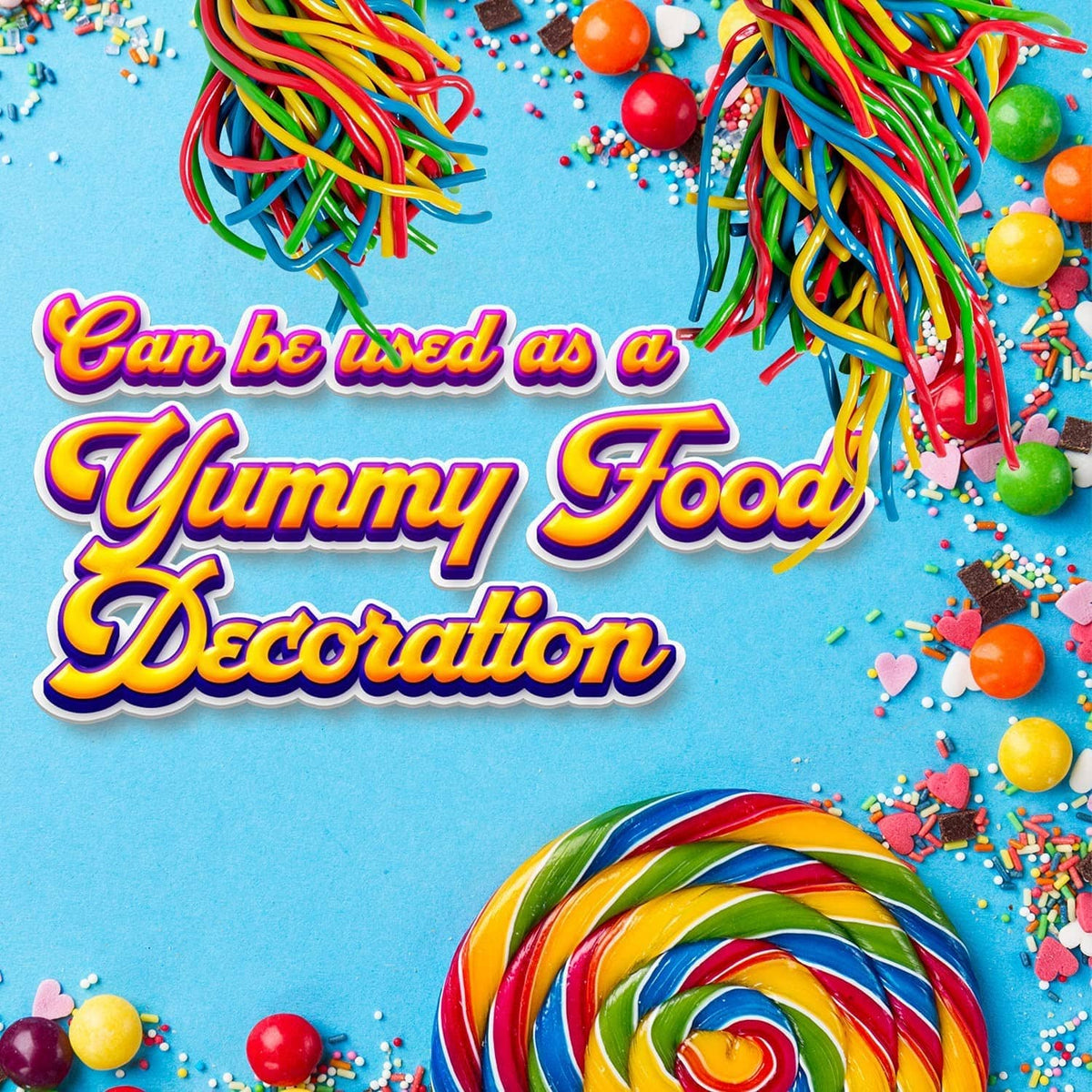 Rainbow string licorice candy swirl with colorful sprinkles