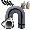 Dark grey air conditioner hose cover with reflective insulation and black securing strap