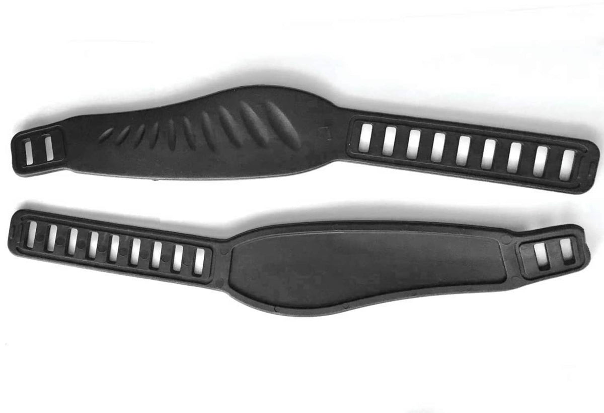 Black stationary bike pedal straps, pair with adjustable buckle holes