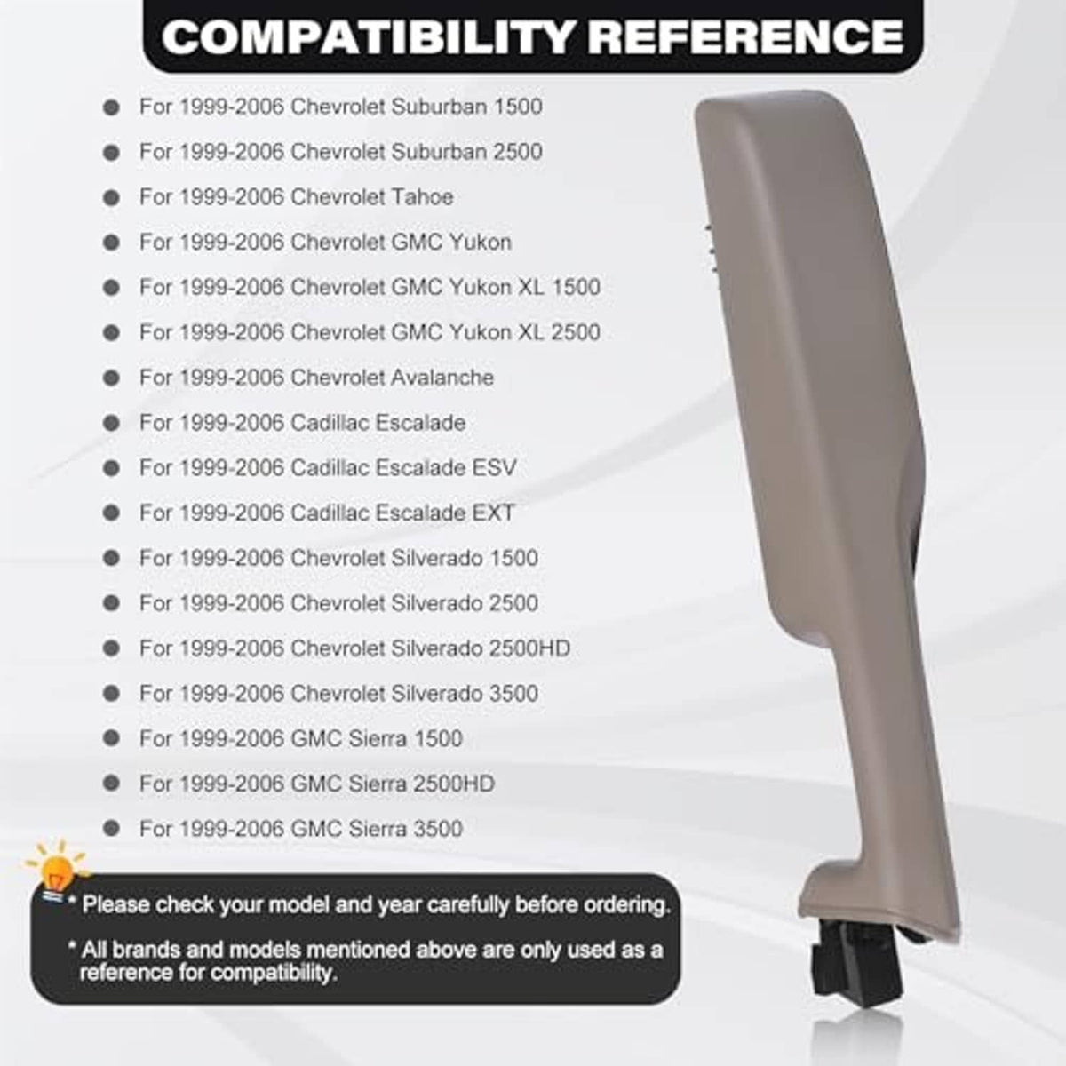 Beige armrest handle with toothed grip edge and black mounting base