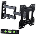 Full motion TV wall mount with black bracket, swivel arms, and VESA plate