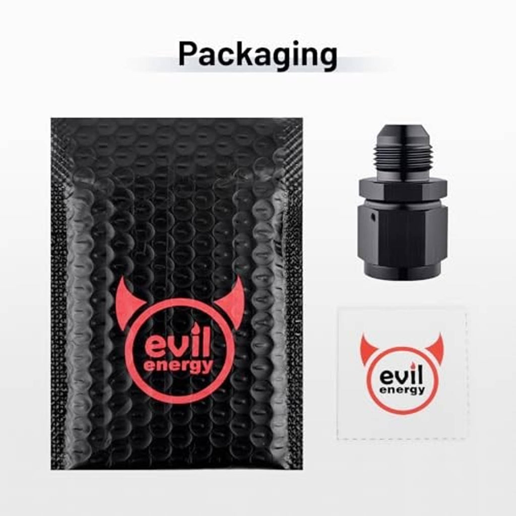 Black swivel AN flare expander adapter fitting, 10AN to 8AN, threaded ends