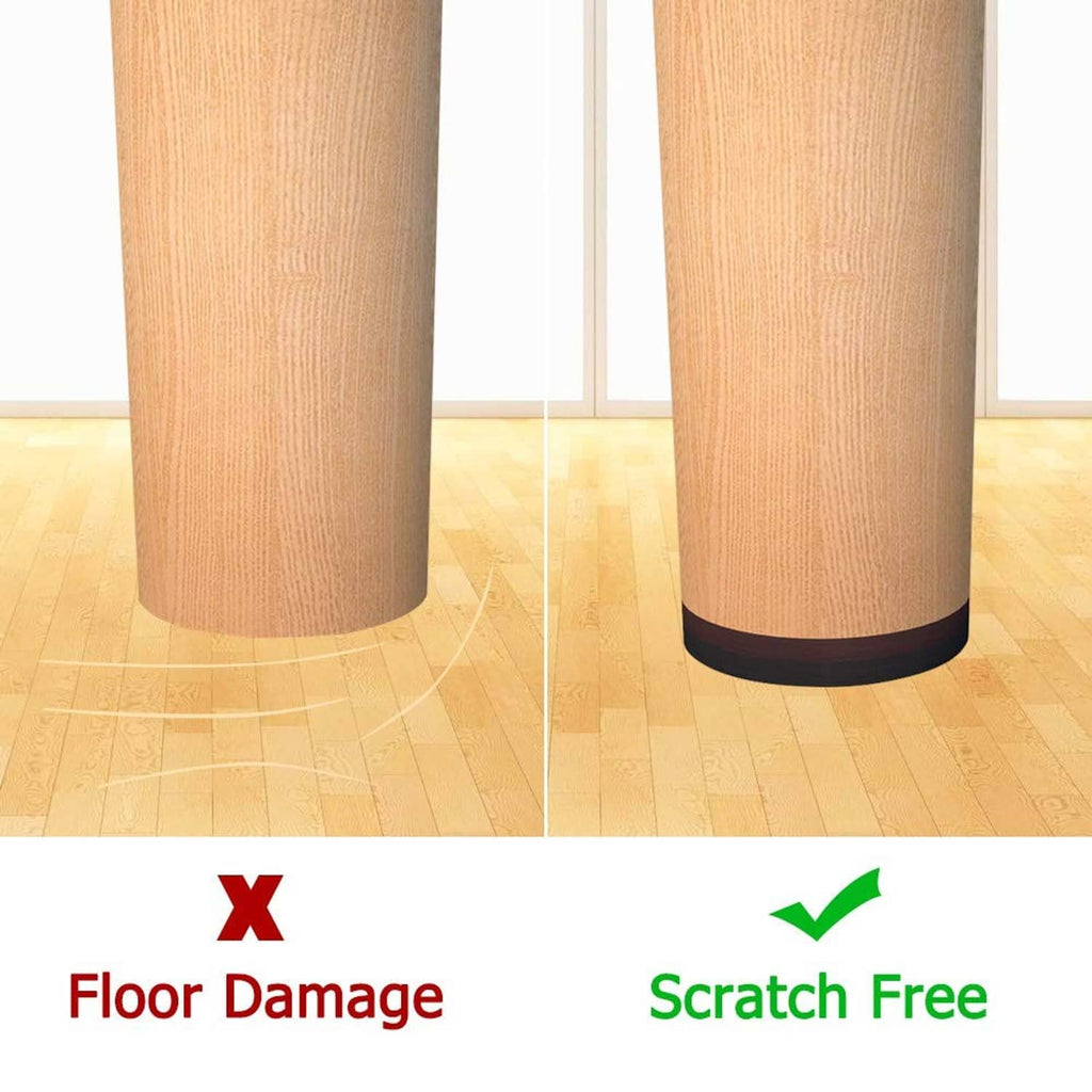 Round furniture foot pads for table legs, dark gray textured discs for scratch protection