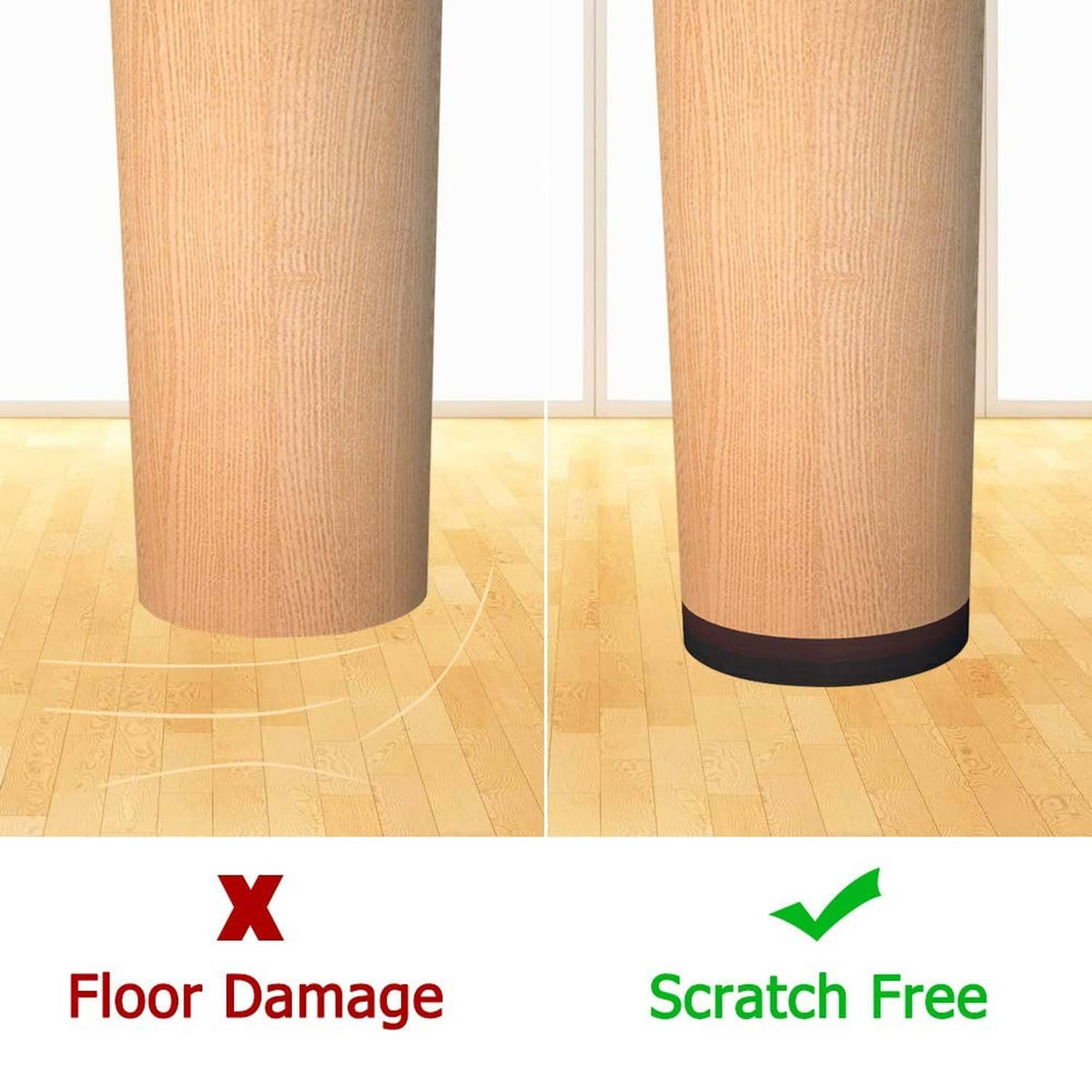 Round furniture foot pads for table legs, dark gray textured discs for scratch protection