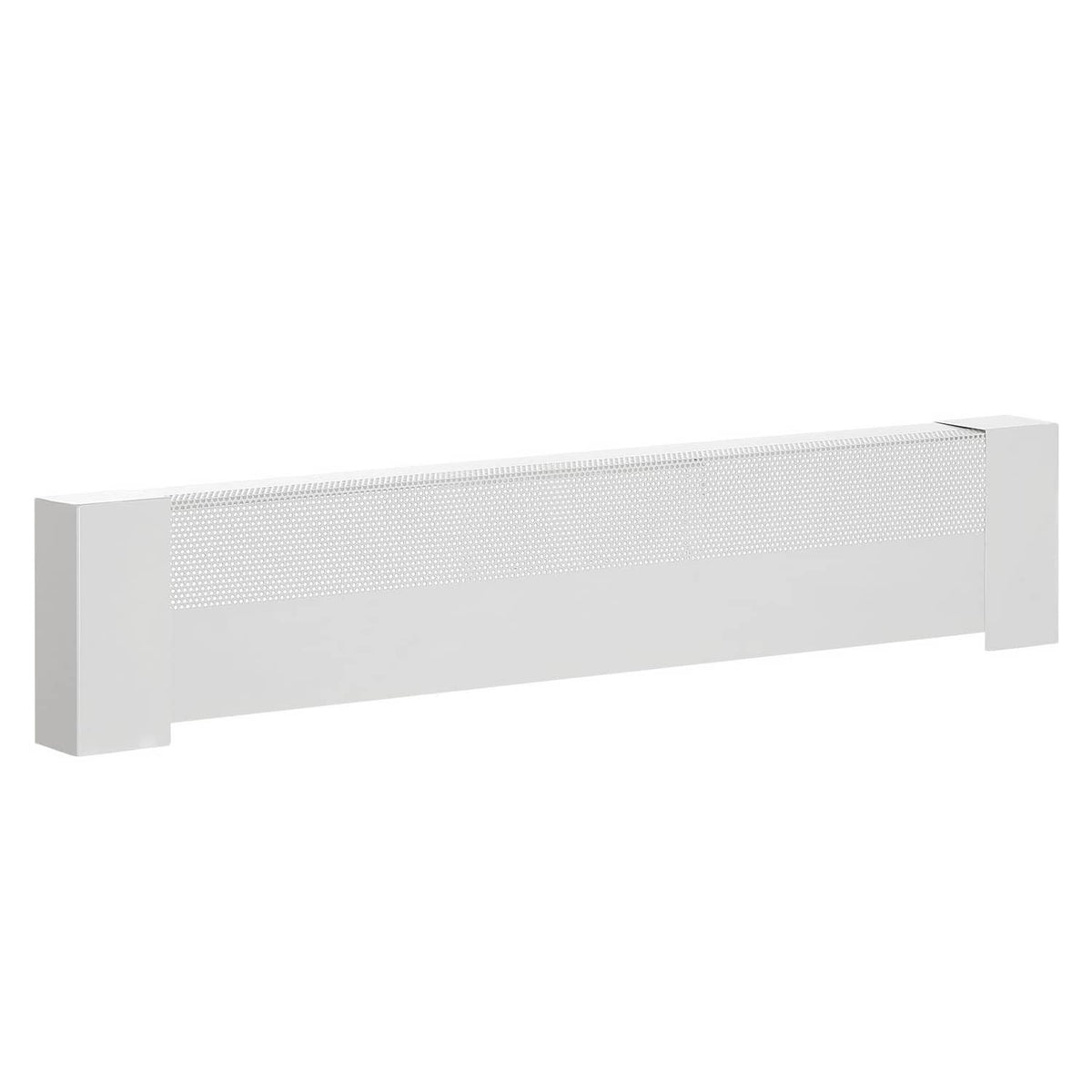 White 3 ft baseboard heater cover with perforated mesh front and end panels