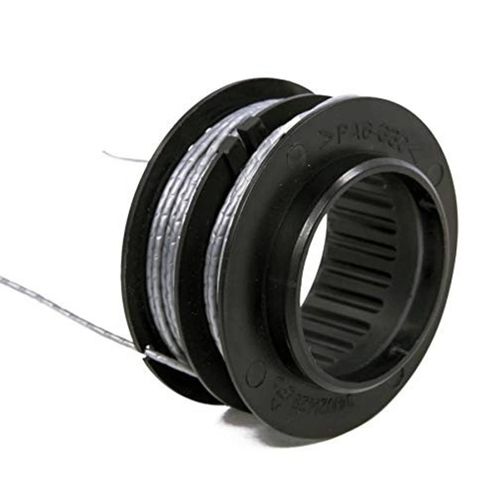 Greenworks replacement string trimmer spool with stacked black flanges and silver line