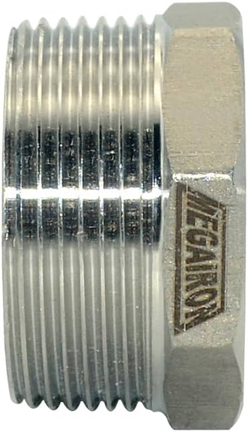 NPT reducing bushing fitting showing exterior threads and hex end, branded MEGATRO