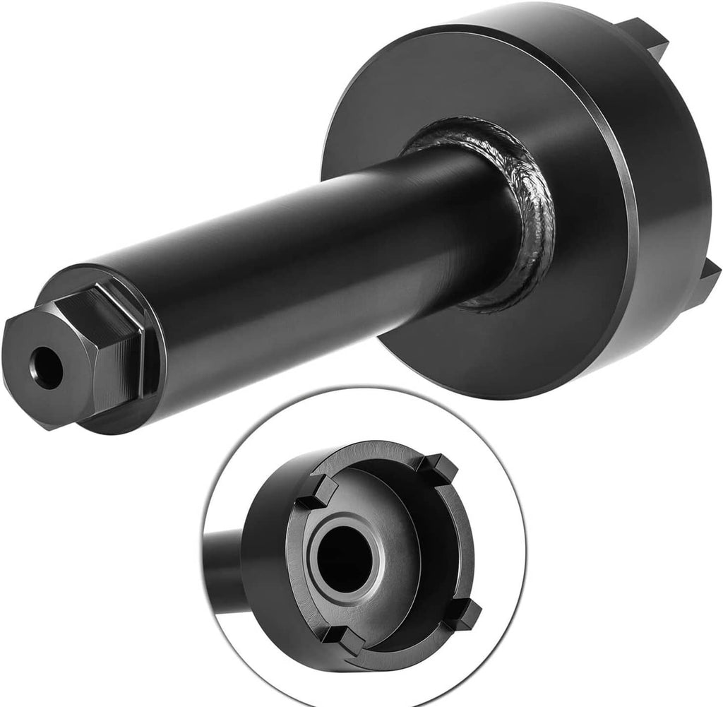 Bearing carrier retainer wrench tool with black handle and circular drive plate