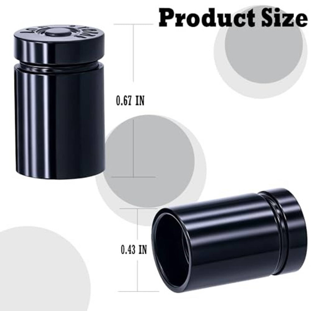 Black bullet valve stem cap with size markings: 0.61 in and 0.43 in
