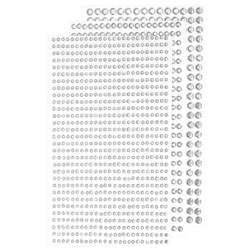 Rhinestone sticker sheets with self-adhesive silver rhinestones, multiple round sizes