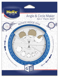 Angle and circle maker template set with blue protractor ring and white measuring guide