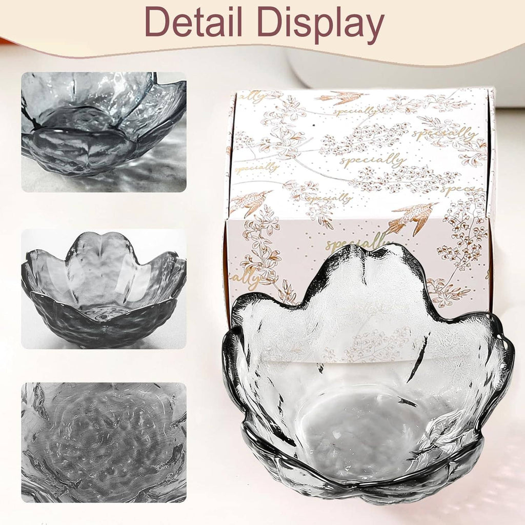 Glass trinket dish detail view showing scalloped edges and clear bowl