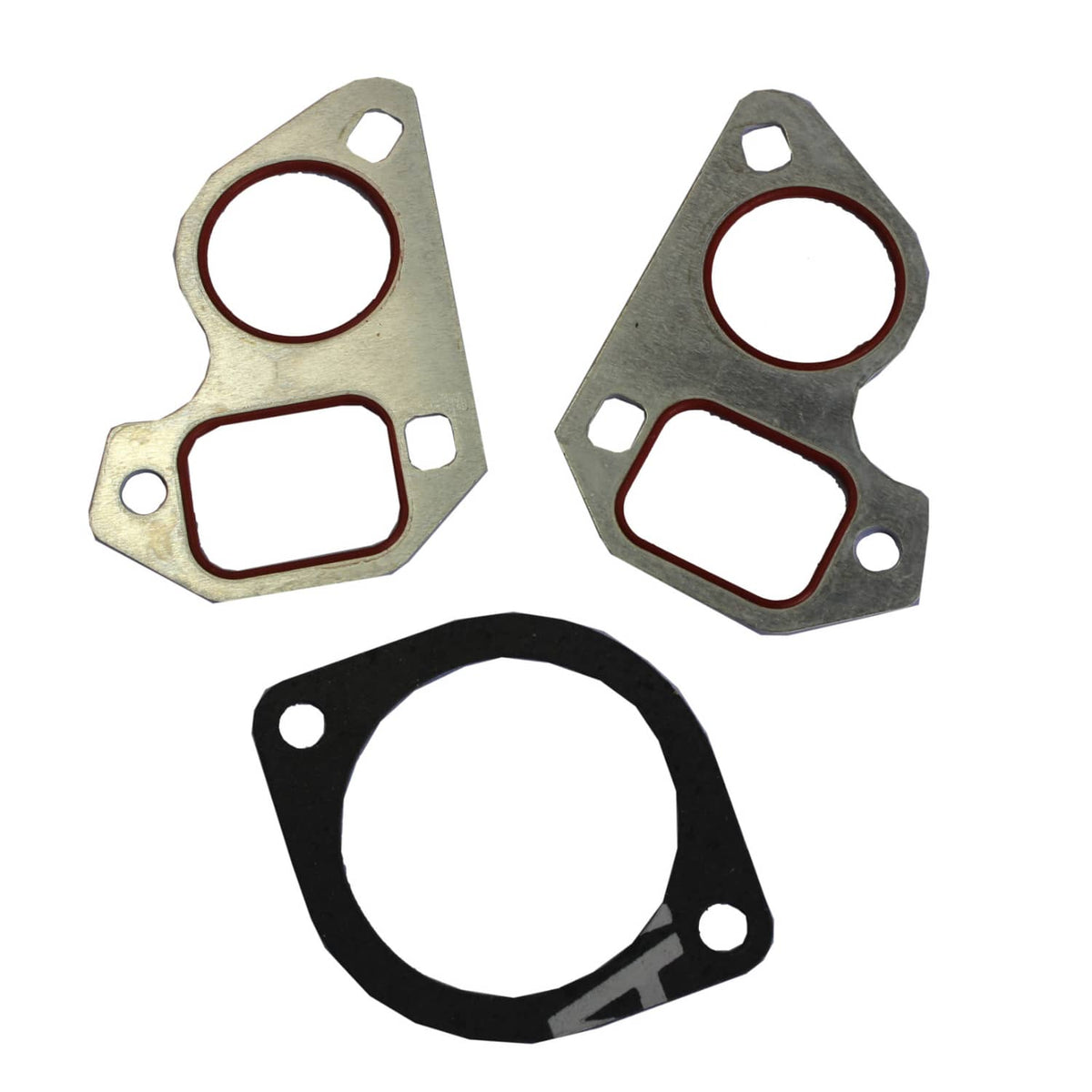 Water pump gasket set with two metal plates and two rubber gaskets