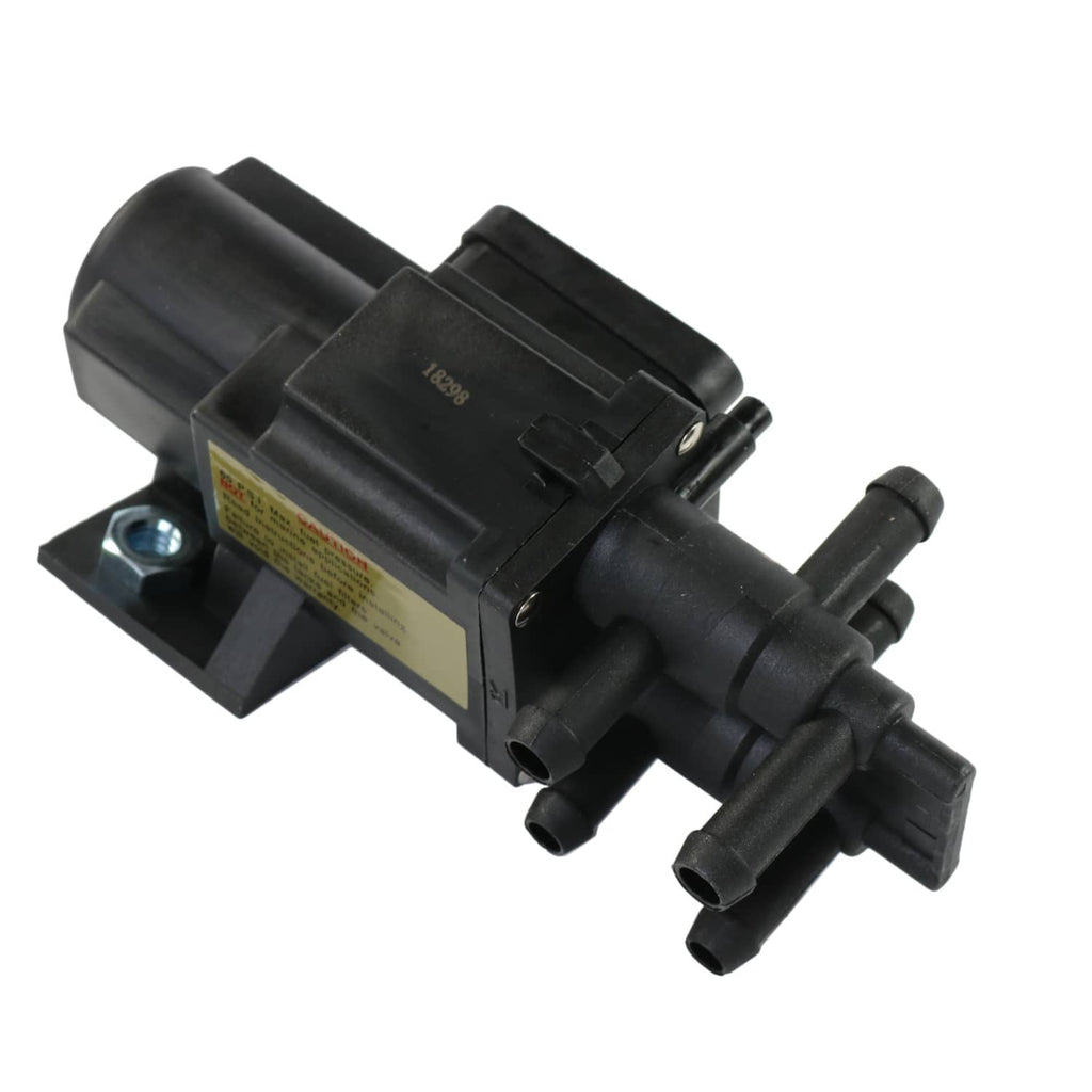 Fuel tank selector valve with top housing and angled outlet ports, black plastic