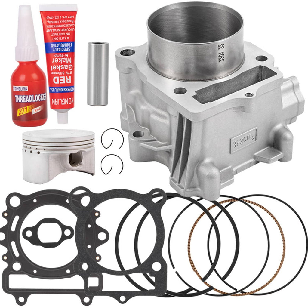 Cylinder and piston assembly with piston, rings, gaskets, and adhesive tubes