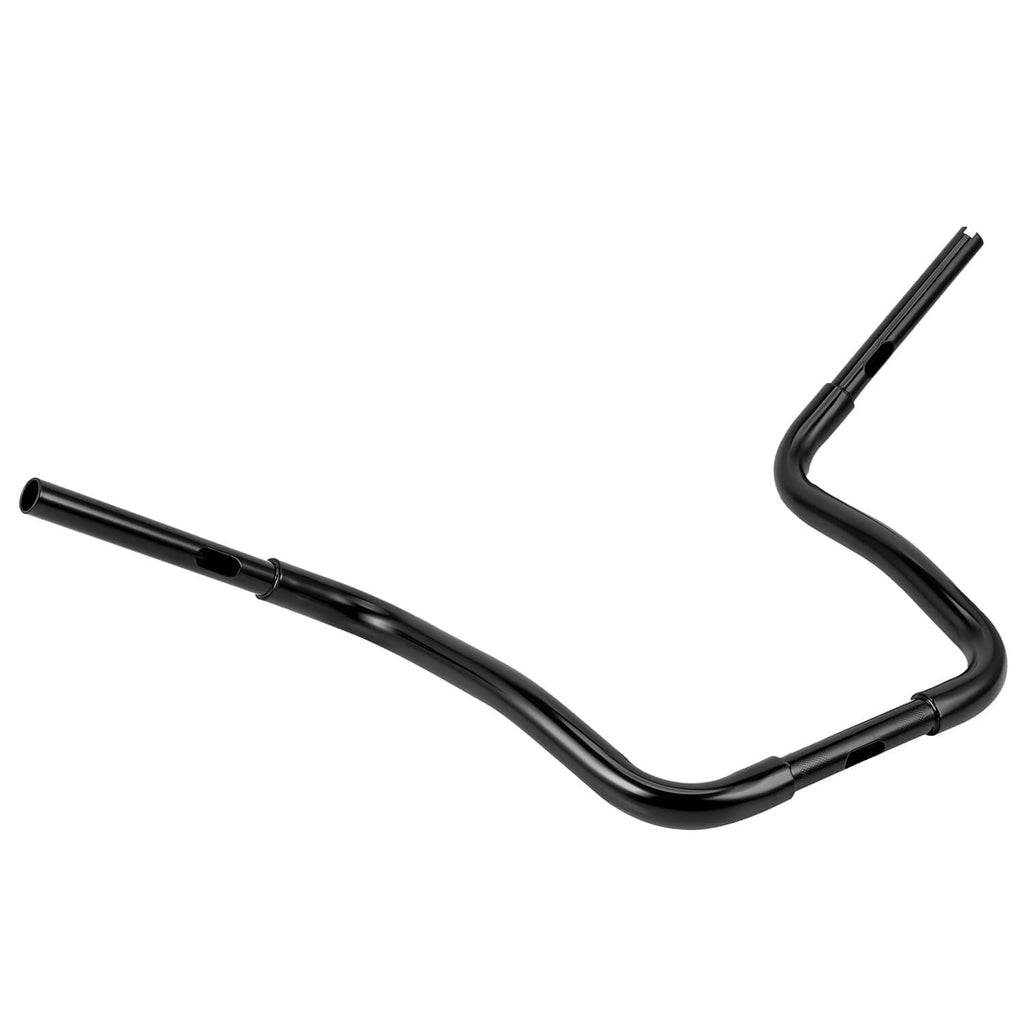 Black ape hanger handlebar with two curved arms and extended straight ends
