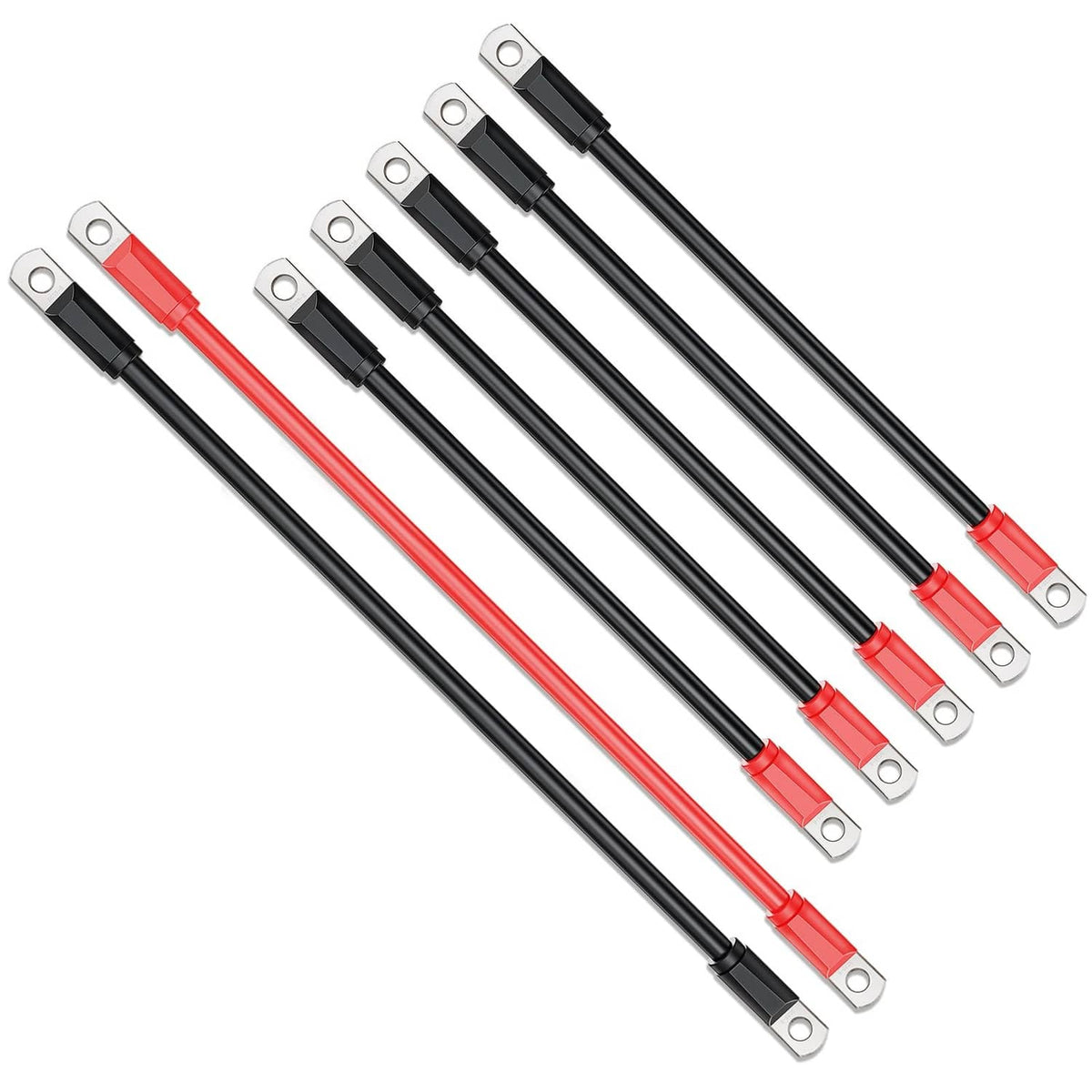 Golf cart battery cable wiring kit with red and black cables and ring terminals