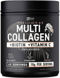 Multi-collagen peptides protein powder tub, black with “Multi Collagen + Biotin + Vitamin C”