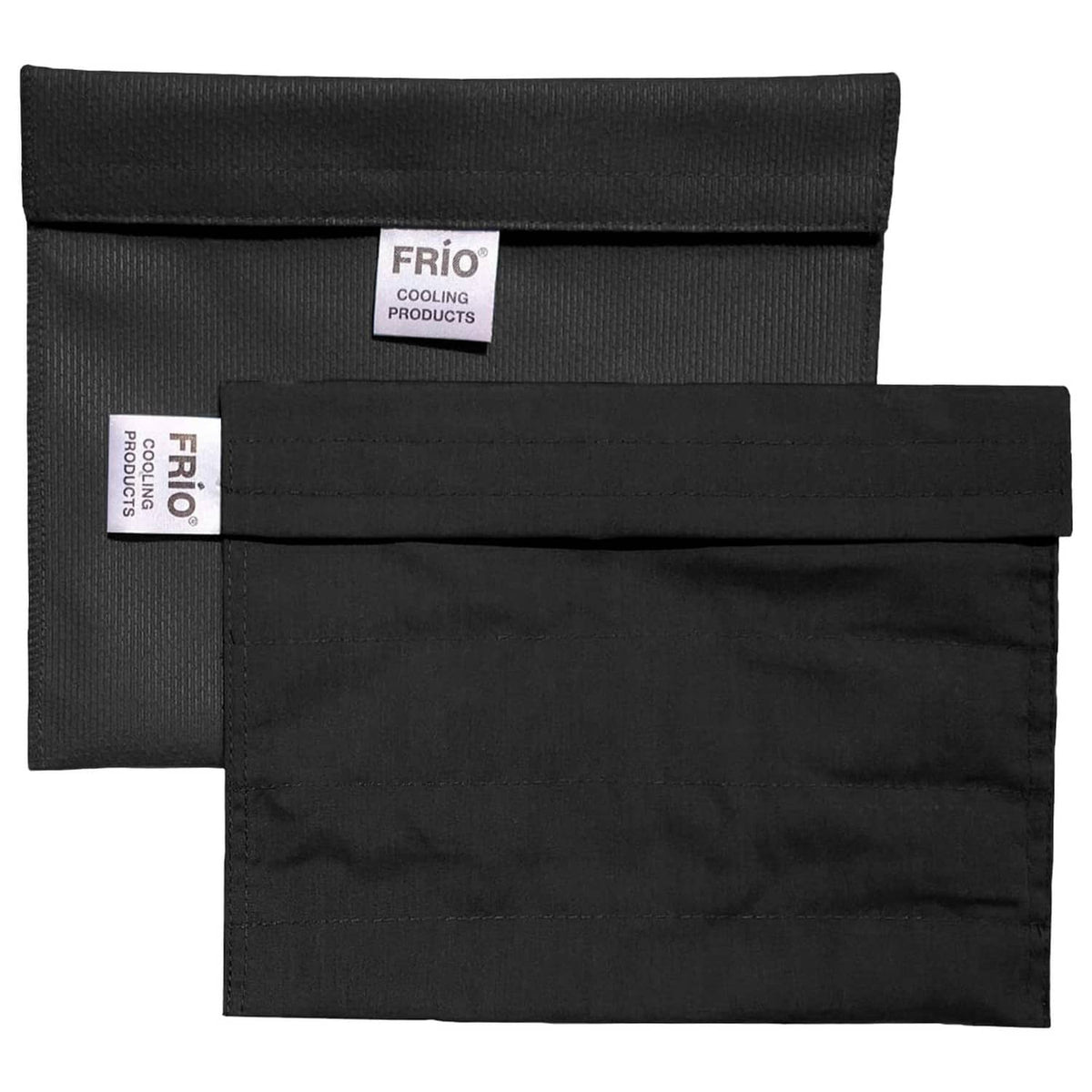 Black FRIO cooling wallet pouches, one folded closed