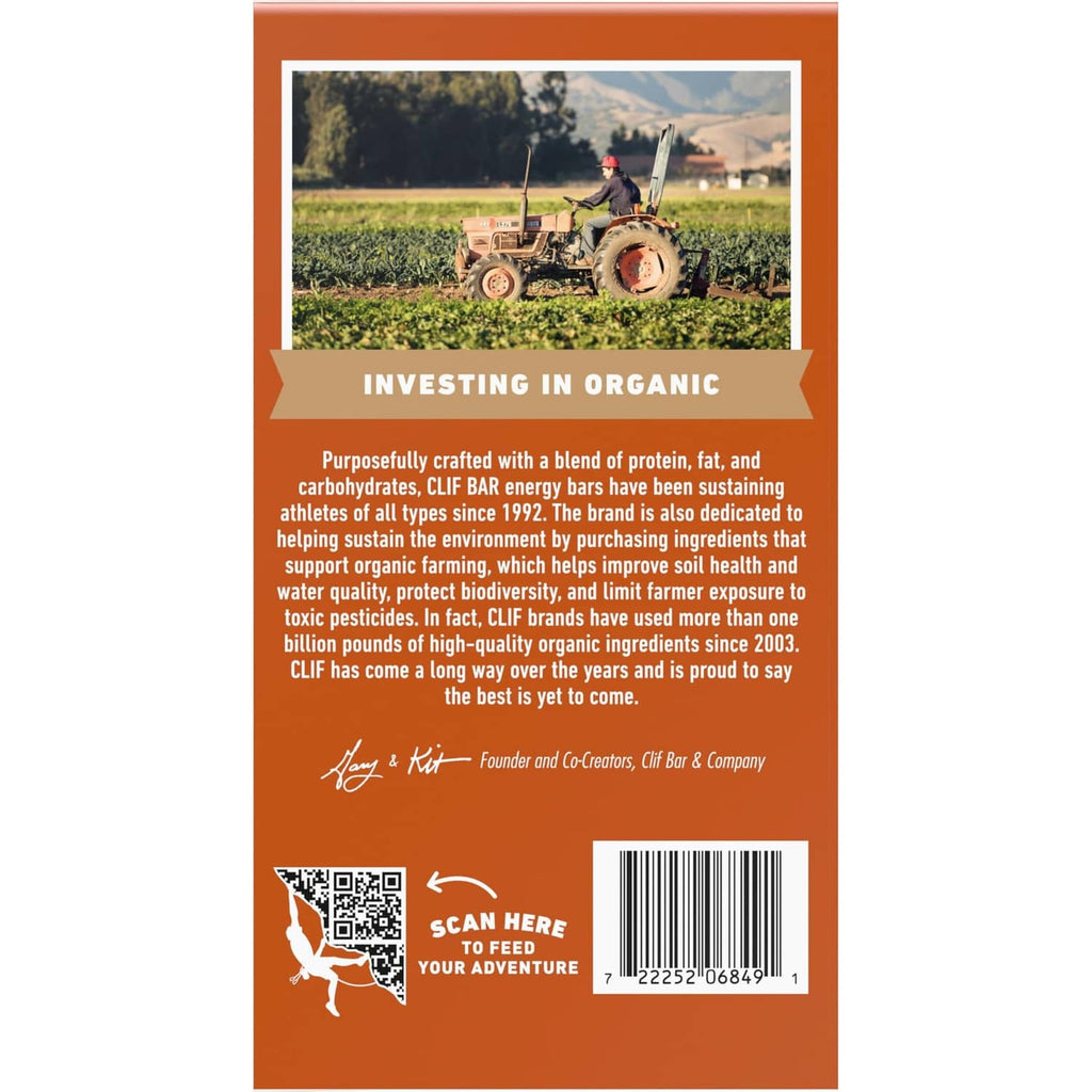CLIF Bar value pack box back with farm photo and crunchy peanut butter protein bars