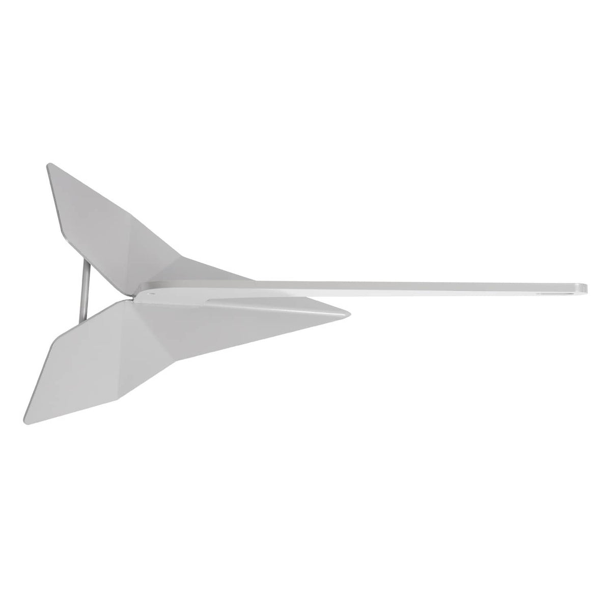 Triangular wing boat anchor matte gray, long horizontal shank with fluke blades
