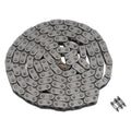 Black carbon steel roller chain coil with connecting clip and pins