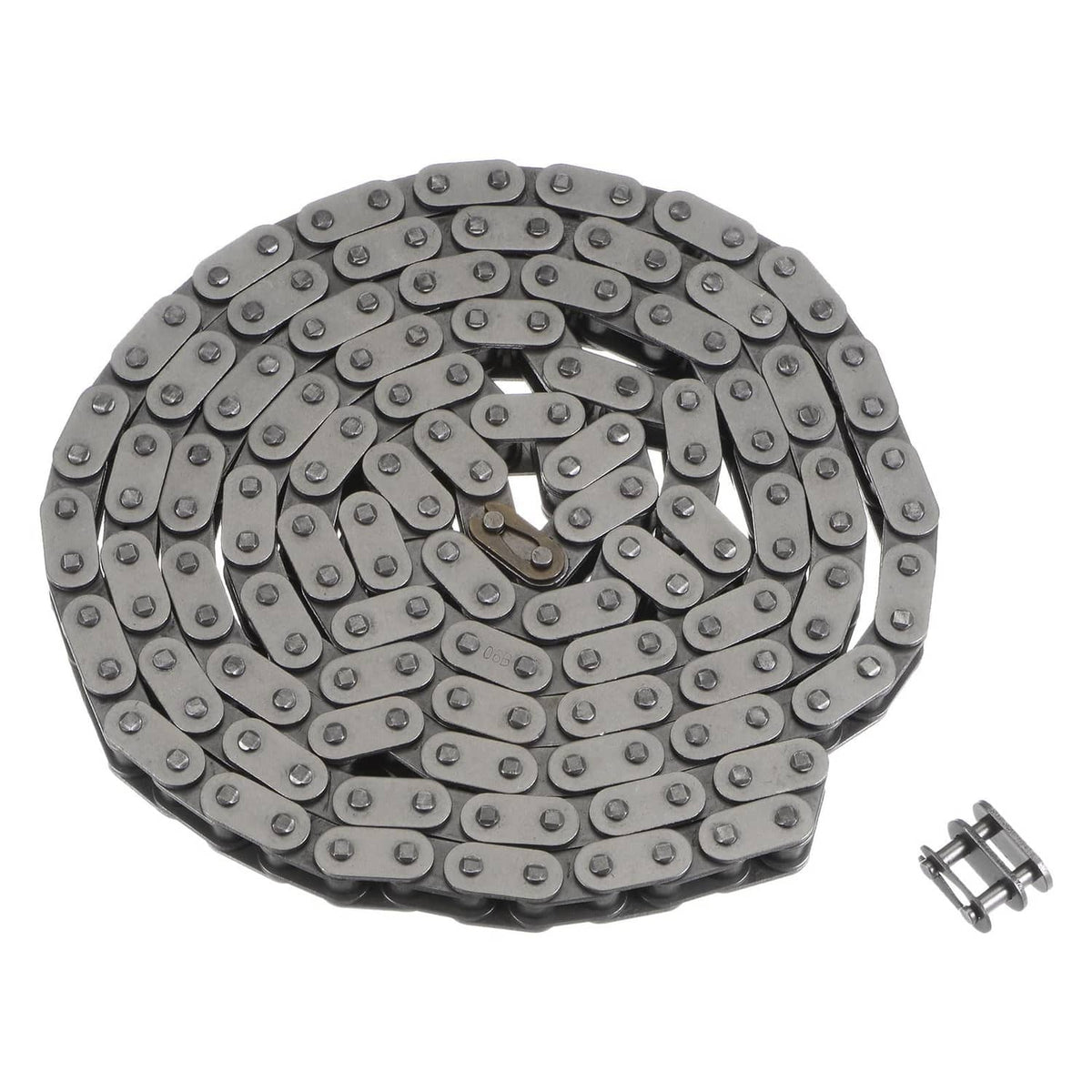 Black carbon steel roller chain coil with connecting clip and pins