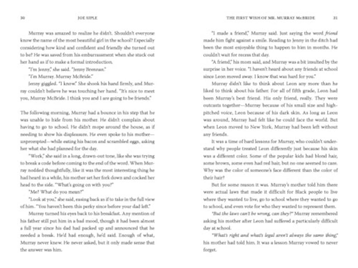 Printed novel pages with two-column paragraph text and headers at the top.