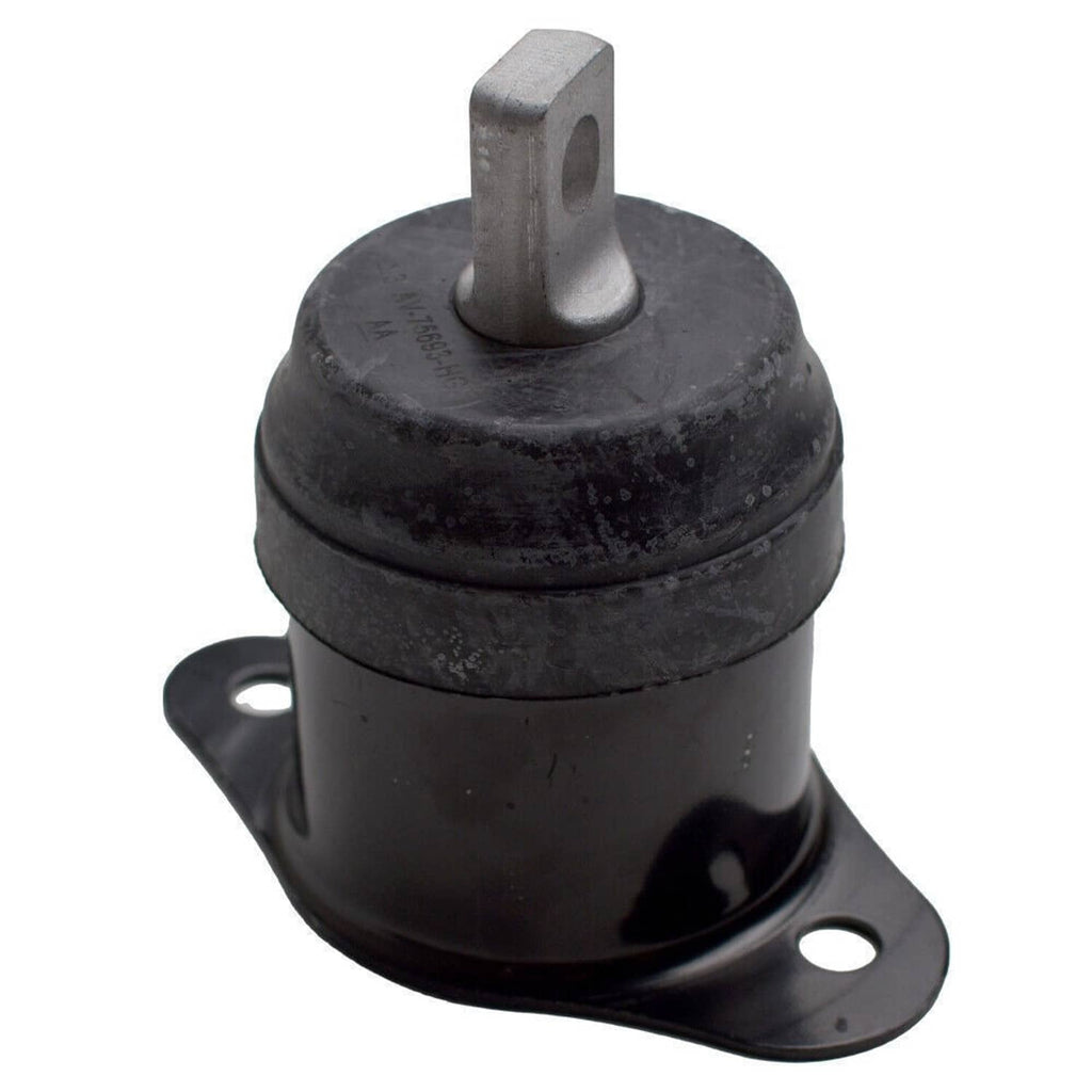 Black rubber engine mount with upright metal stud and round base plate