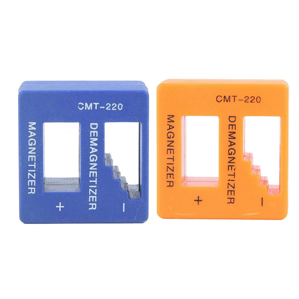 Magnetizer and demagnetizer cubes, orange and blue with CMT-220 text