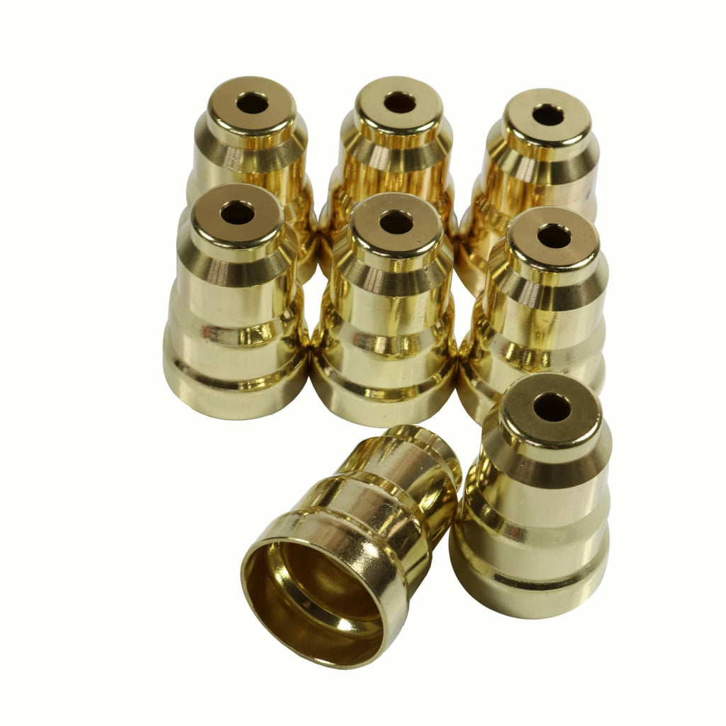 Gold brass injector sleeves with top holes, multi-pack close-up
