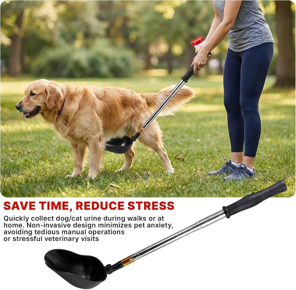 Telescopic urine collector for dogs and cats with black scoop and long telescoping handle