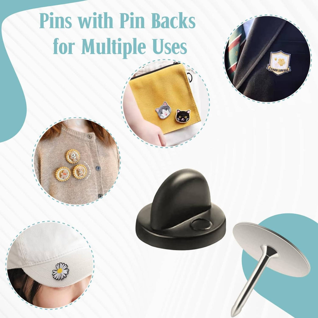 Black tie tack pin with round rubber clasp back and metal post