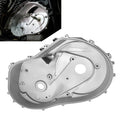 Aluminum inner clutch cover panel with round openings and mounting tabs, light gray