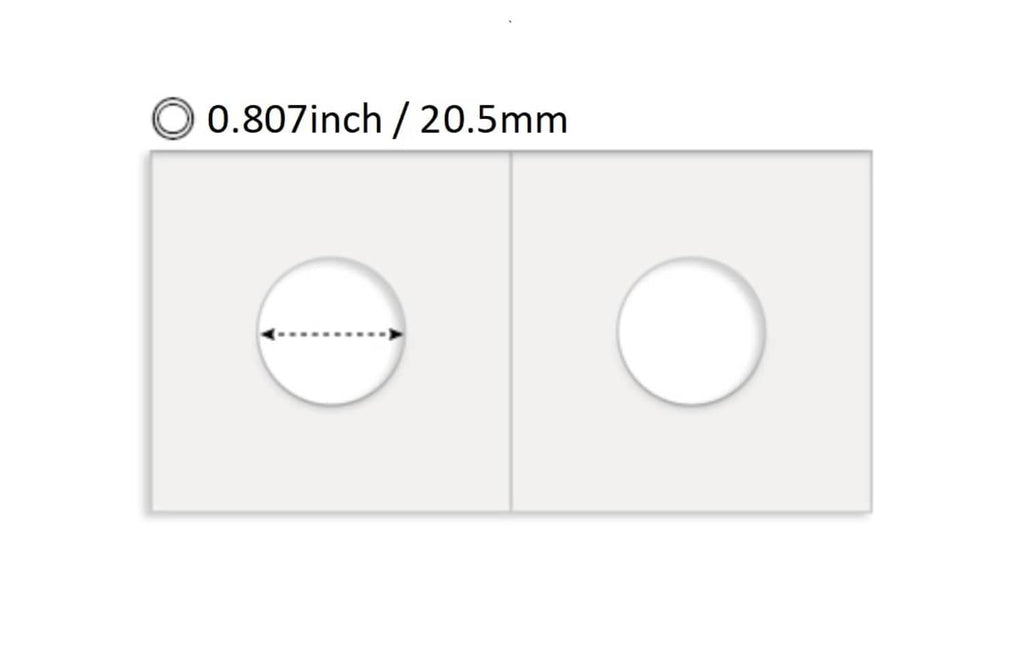 Coin flip size diagram, 0.807 inch (20.5 mm) oval coin opening