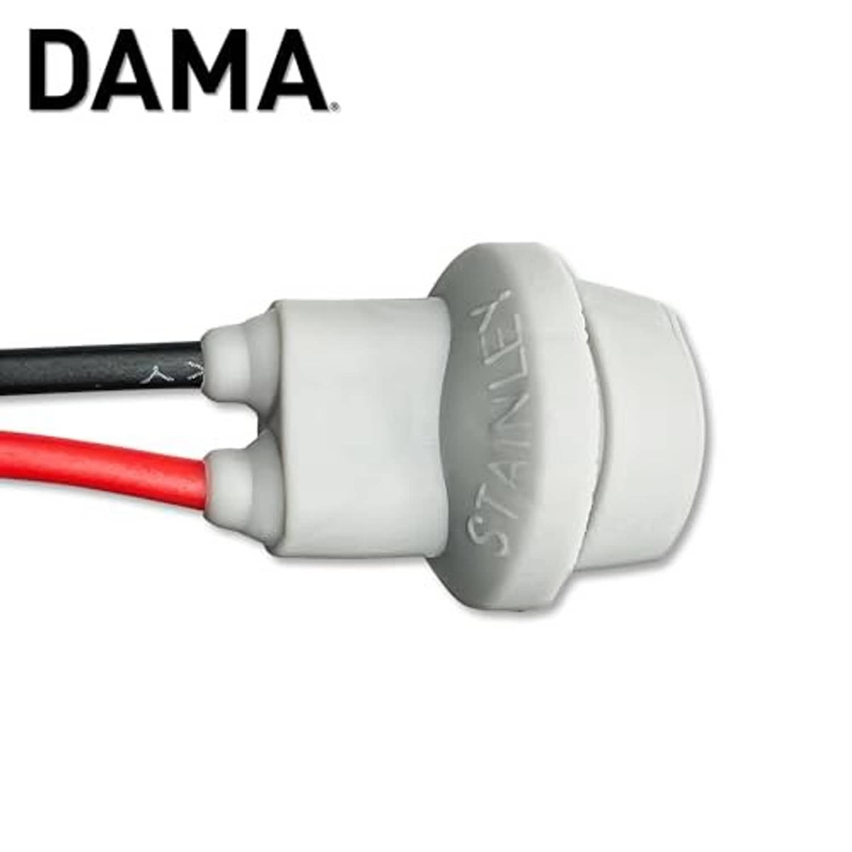Rubber-base socket connector with molded text, gray housing and red/black wires