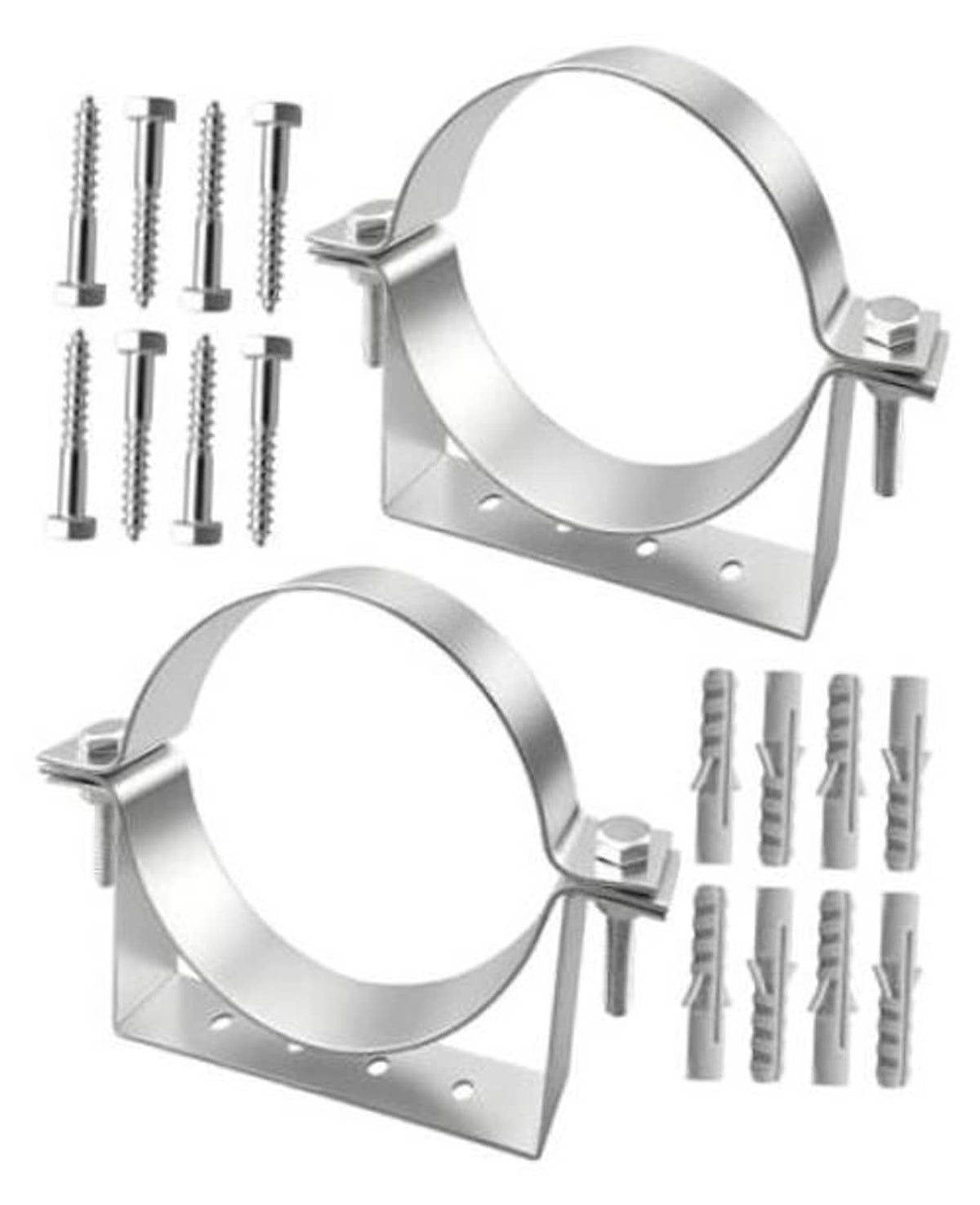 6 inch rigid split ring pipe hanger, metal mounting plate with bolts and washers