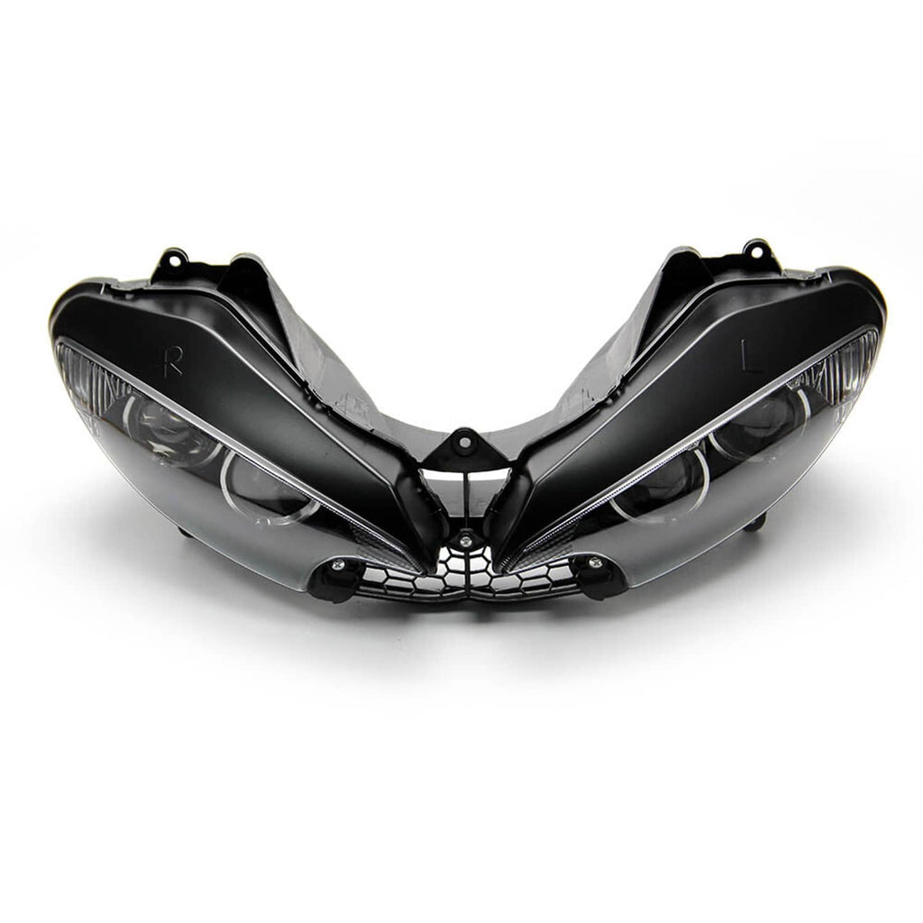 Yamaha R6S front headlight and upper fairing stay bracket assembly, black