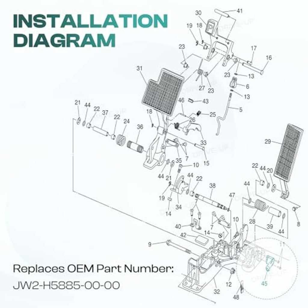 Installation diagram showing placement of throttle position sensor in golf cart