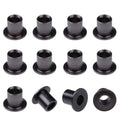 Black C-hub bushing sleeves with flanged base, cylindrical center, 12-piece set