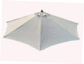 Light gray umbrella canopy with central pole and pleated fabric panels