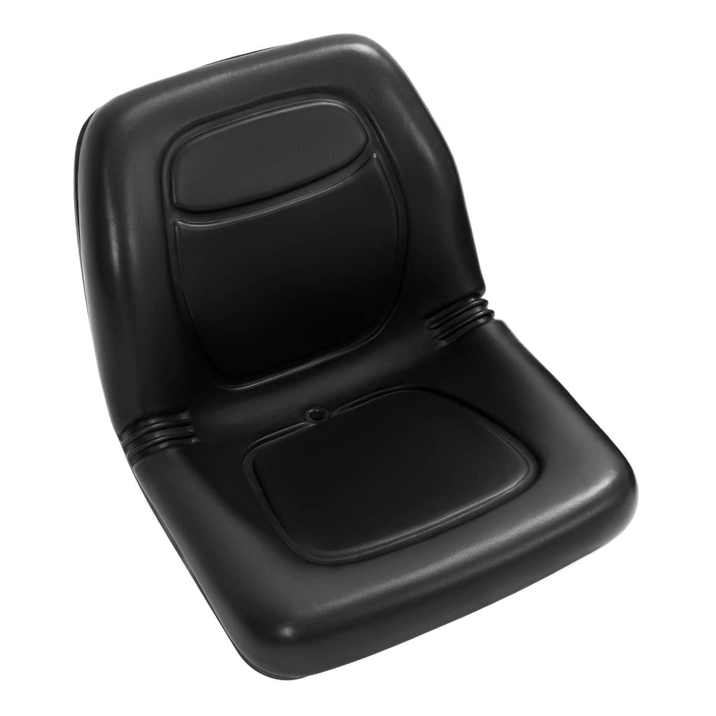 Black molded seat cushion with contoured backrest and lower pad